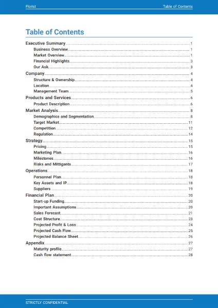 business plan template florist