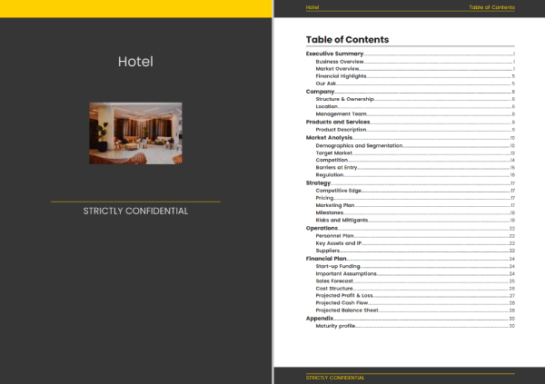 Open a hotel business plan