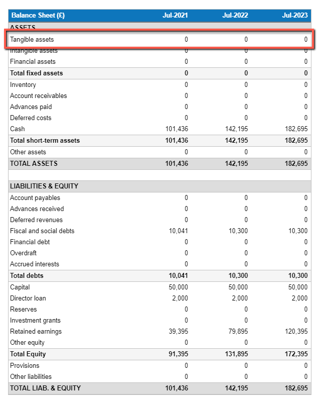 Where do fixed assets show in the financials?