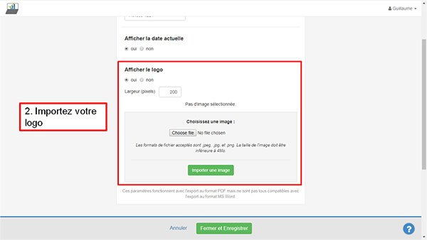 Import logo dans The Business Plan Shop - étape 2