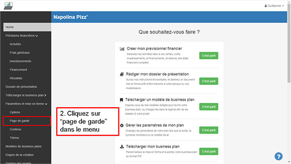 modifier la page de garde - étape 2