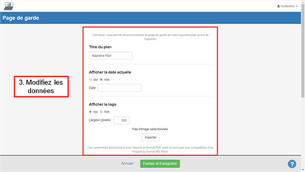 modifier la page de garde - étape 3