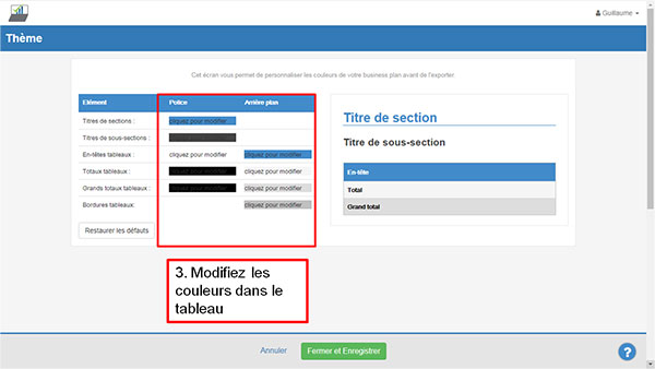 个性化les couleurs de votre商业计划- étape 3