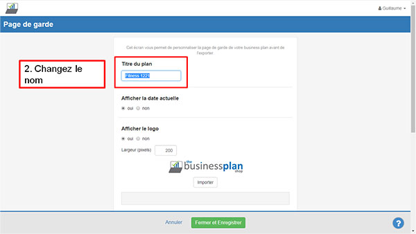 Import logo dans The Business Plan Shop - étape 2