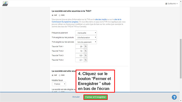 changer les taux de TVA - étape 4