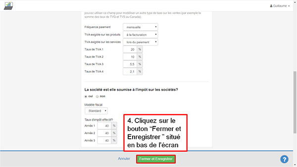 changer le taux d'impôt sur les sociétés - étape 4