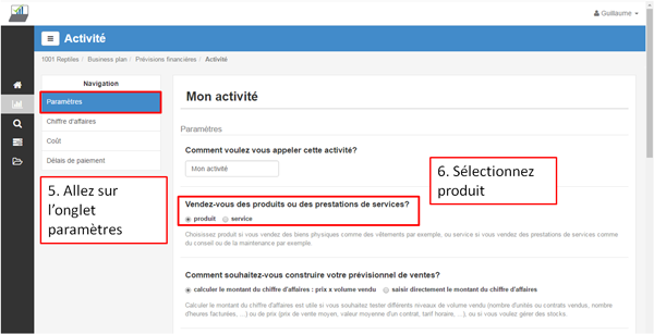 créer une activité pour la vente de marchandises - étapes 5 et 6
