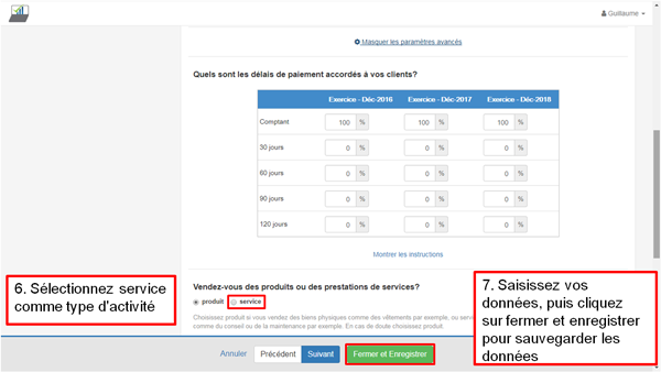 Créer une activité pour la vente de services - étapes 6和7
