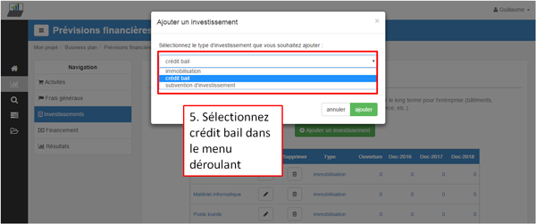 ajouter un crédit bail - étape 5