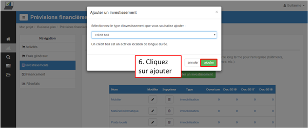ajouter un crédit bail - étape 6