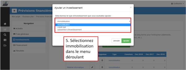 ajouter une immobilisation - étape 5