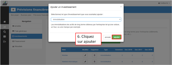 ajouter une immobilisation - étape 6