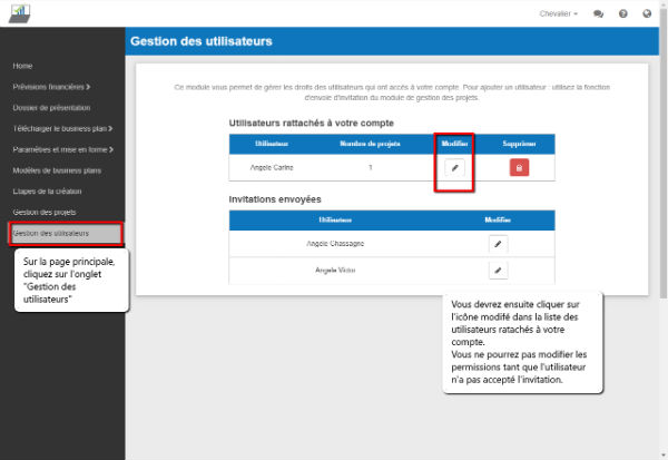 改变les les permissions de mes utilisateurs - étape 2